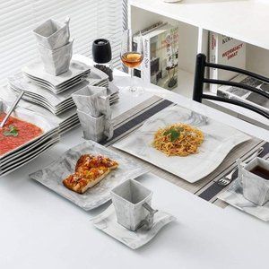 30-Piece Marble Porcelain Dinnerware Set